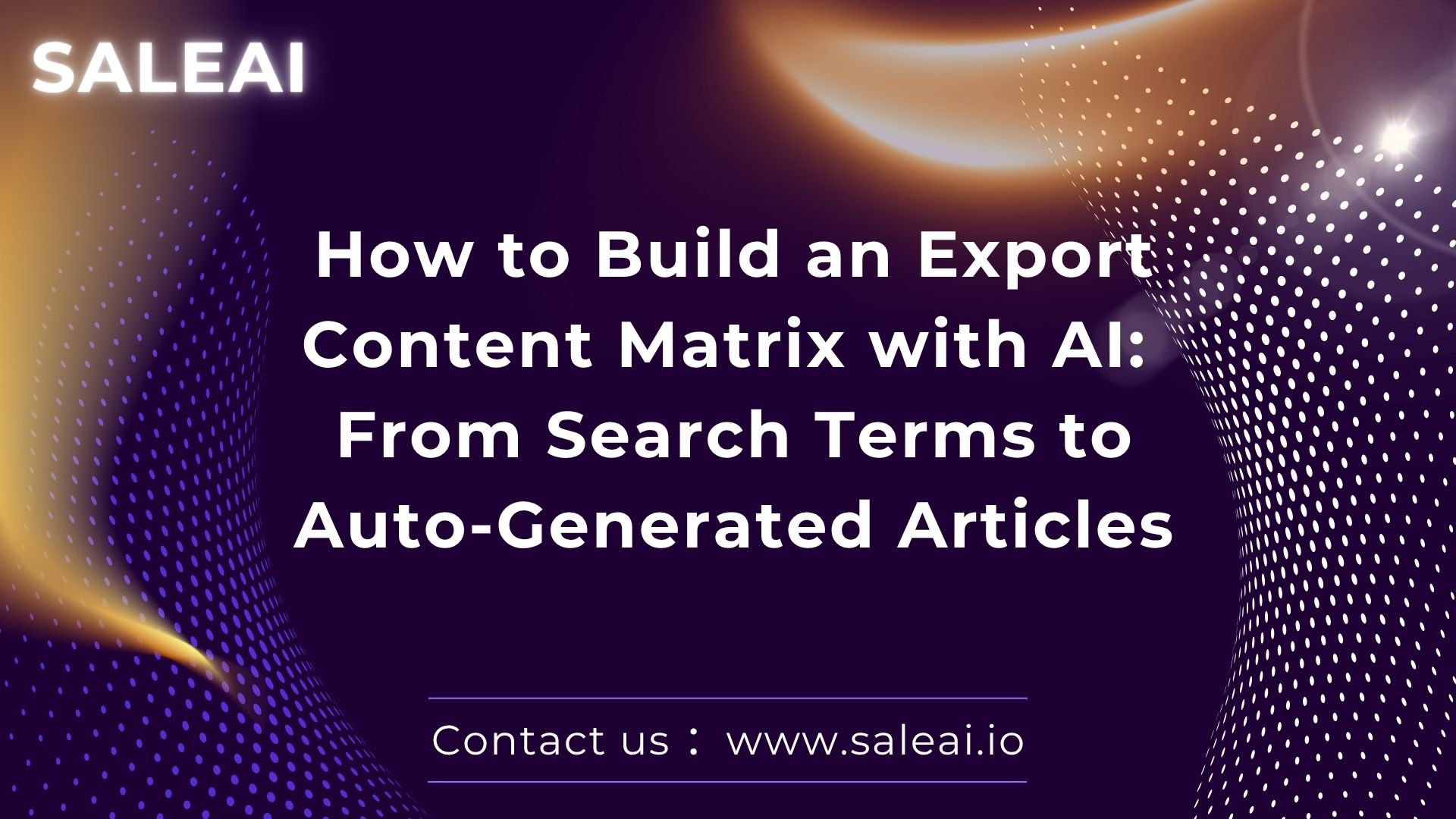 AI-betriebene Exportinhaltestrategie von Keywords bis hin zu Artikeln | Saleai
