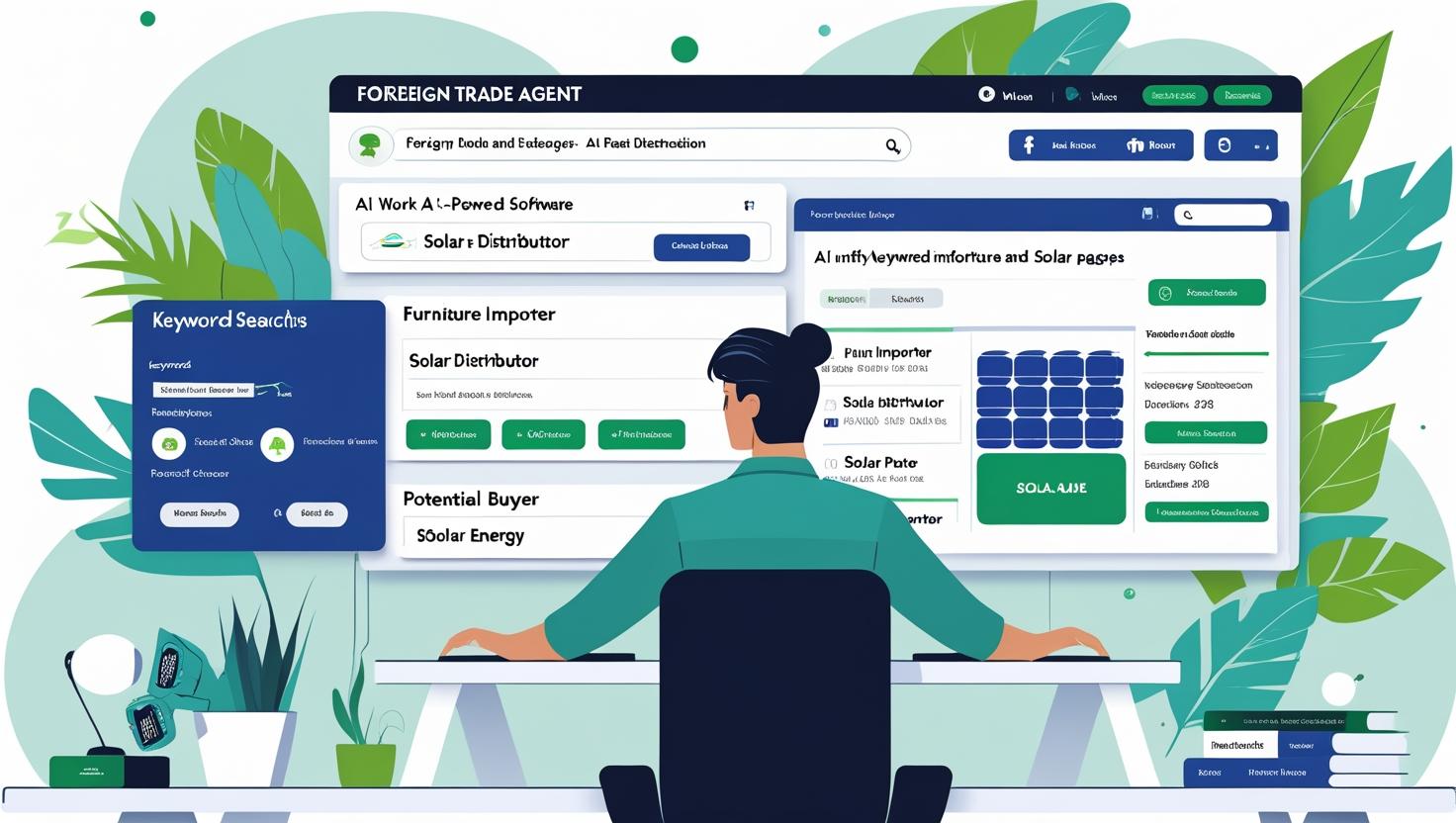When processing Facebook homepage data, the foreign trade agent can quickly identify potential buyers through keyword search and AI algorithms.